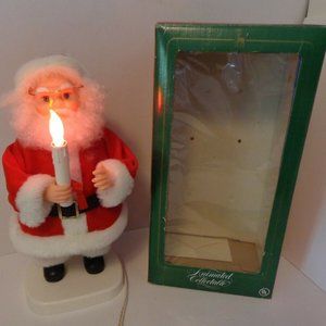 Animated Santa Claus Motion Holding Candle 19" Rennoc Vintage Tested Working